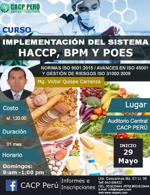 CACP Perú Curso Implementación Del Sistema Haccp Bpm Y Poes