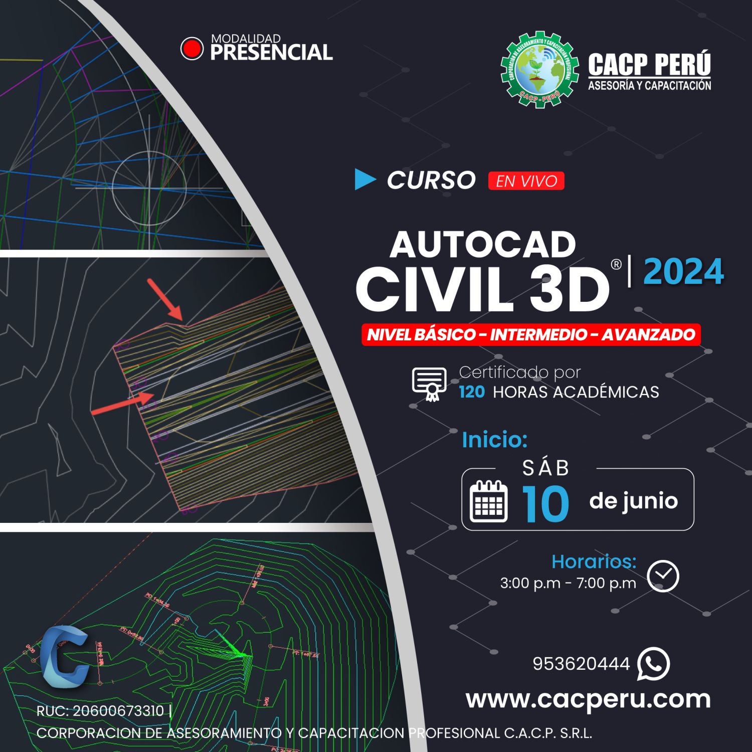 Cacp Perú Curso Auto Cad Civil 3d 2024 Nivel Basico Intermedio Avanzado 2023 1 3796