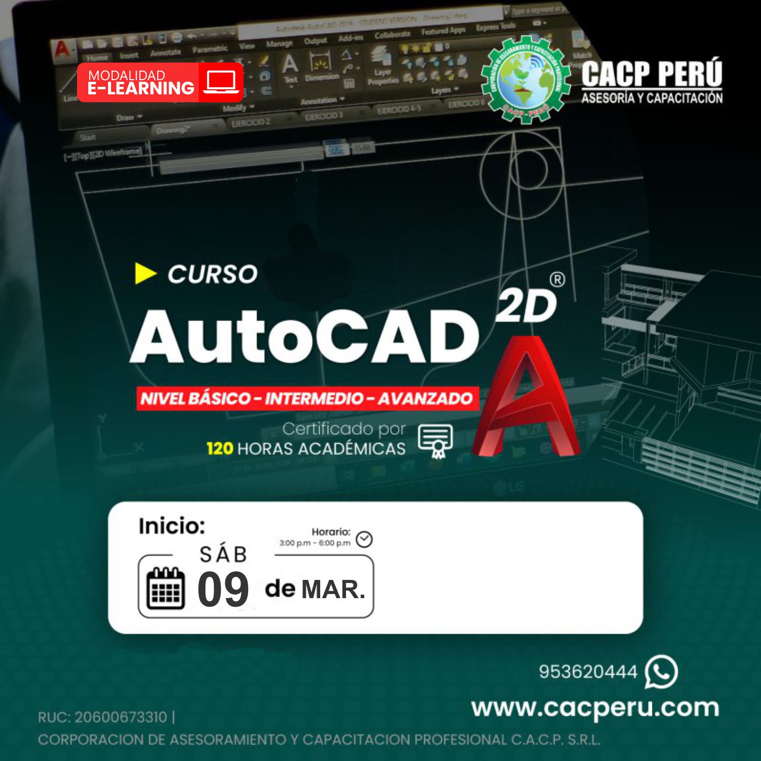 Cacp Perú Curso Autocad 2d 2024 Nivel Básico Intermedio Avanzado 2024 1 E Learning 2286