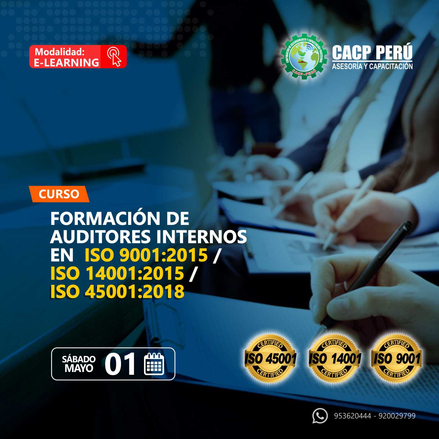 Cacp Perú Curso Formación De Auditores Internos En Iso 140012015 Iso 450012018 Iso 9001 0102