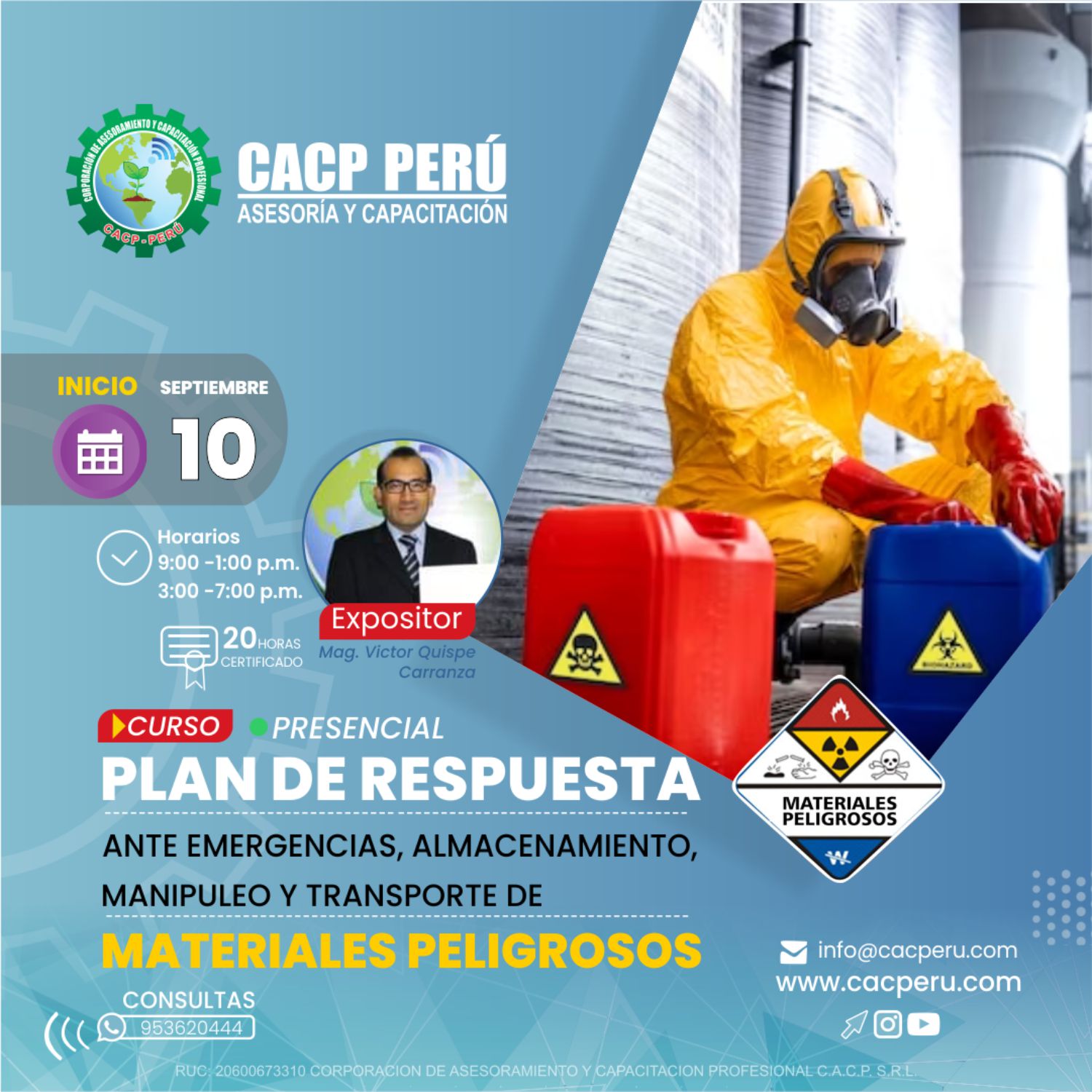 CACP Perú Curso Plan De Respuesta Ante Emergencias Almacenamiento Manipuleo Y Transporte