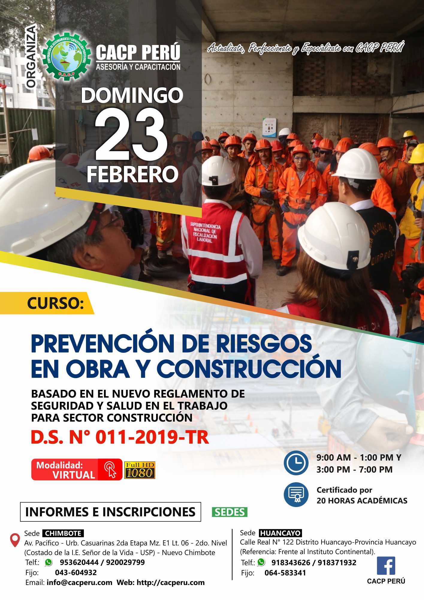 Cacp Perú Curso Prevención De Riesgos En Obra Y Construcción Basado En El Nuevo Reglamento De 8890