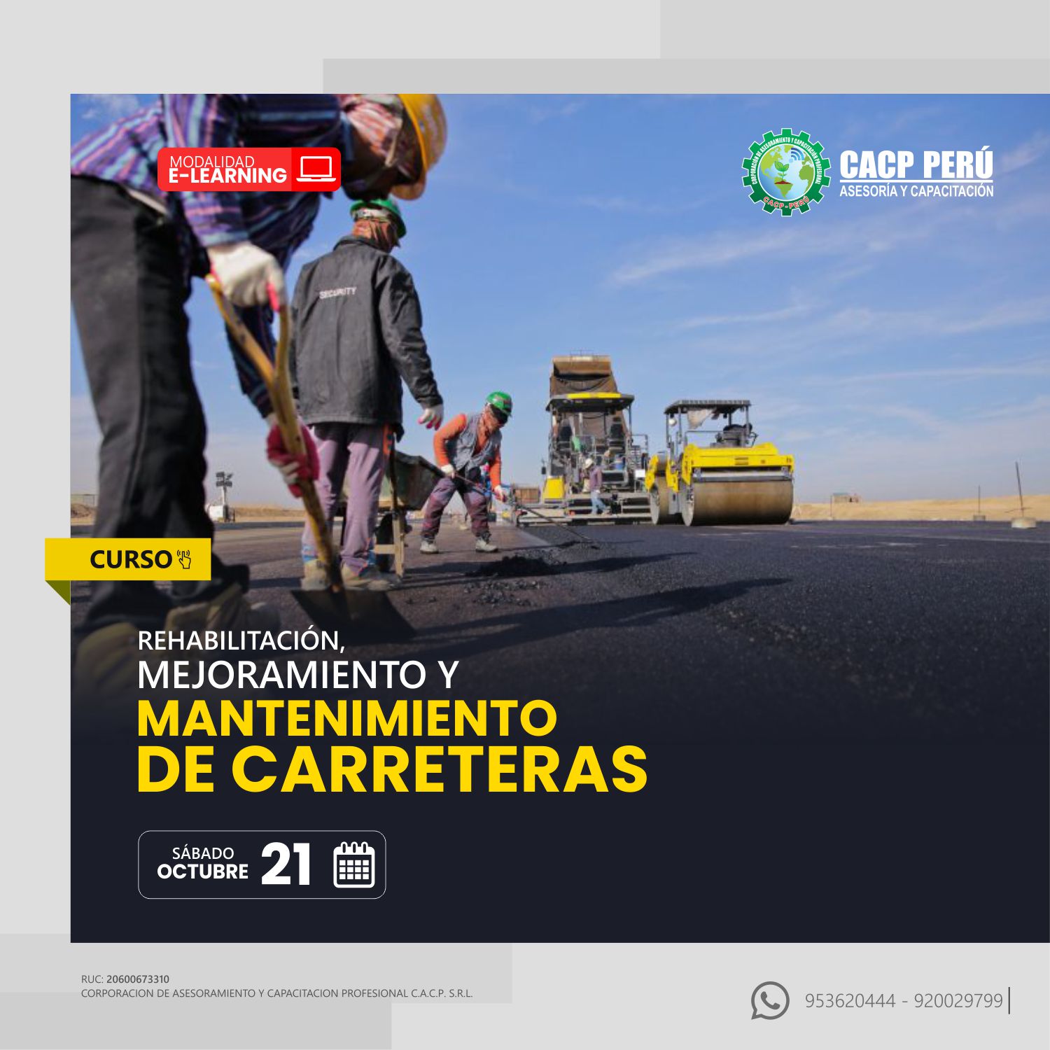 Cacp Perú Curso Rehabilitación Mejoramiento Y Mantenimiento De Carreteras 2023 2 E Learning 6770