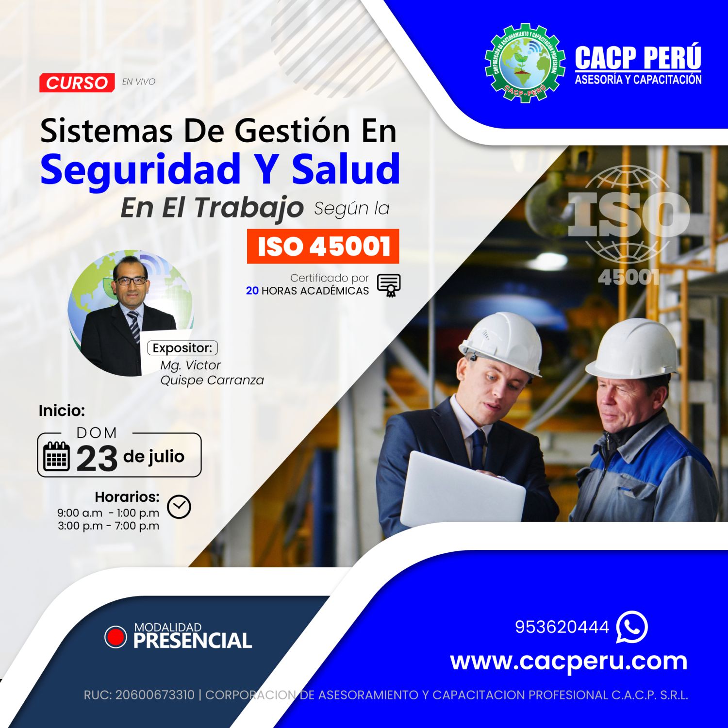 CACP Perú Curso Sistemas De Gestión En Seguridad Y Salud En El Trabajo Segun La Iso