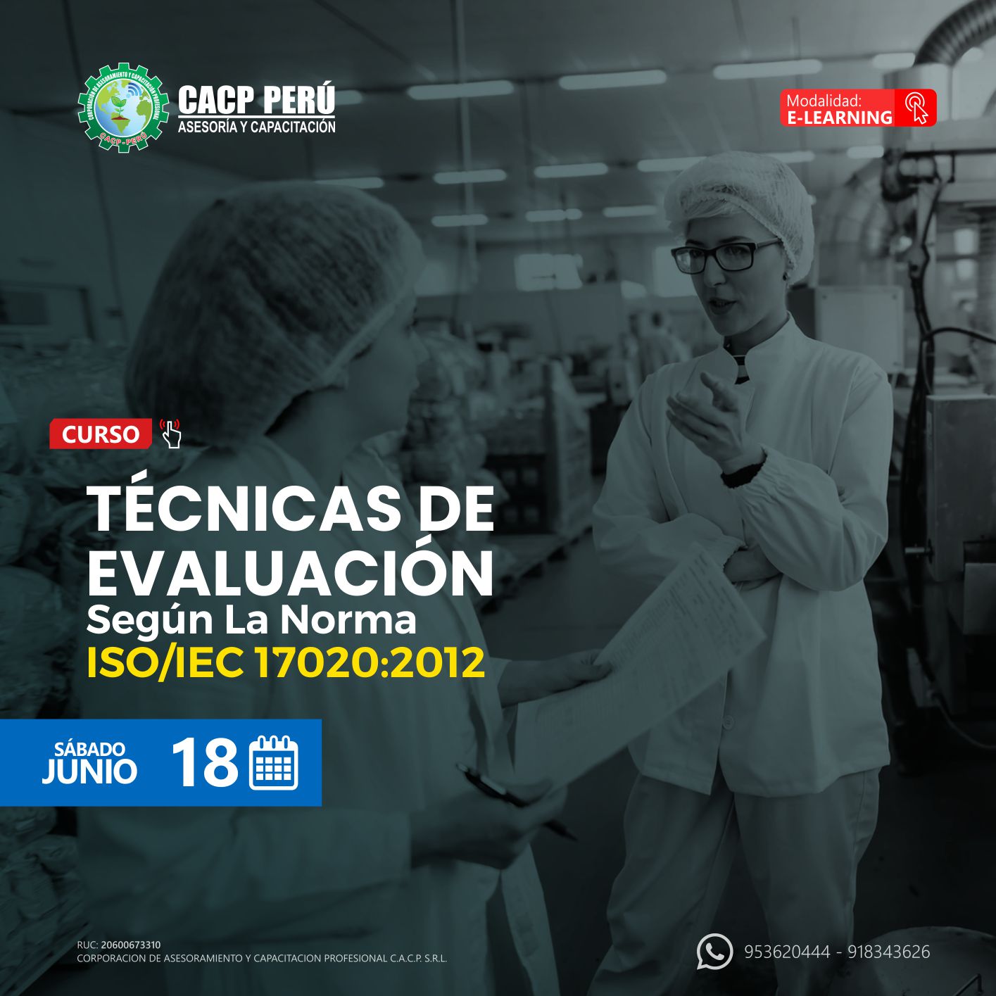 Cacp Perú Curso Técnicas De Evaluación Según La Norma Isoiec 170202012 2022 2 E Learning 2935