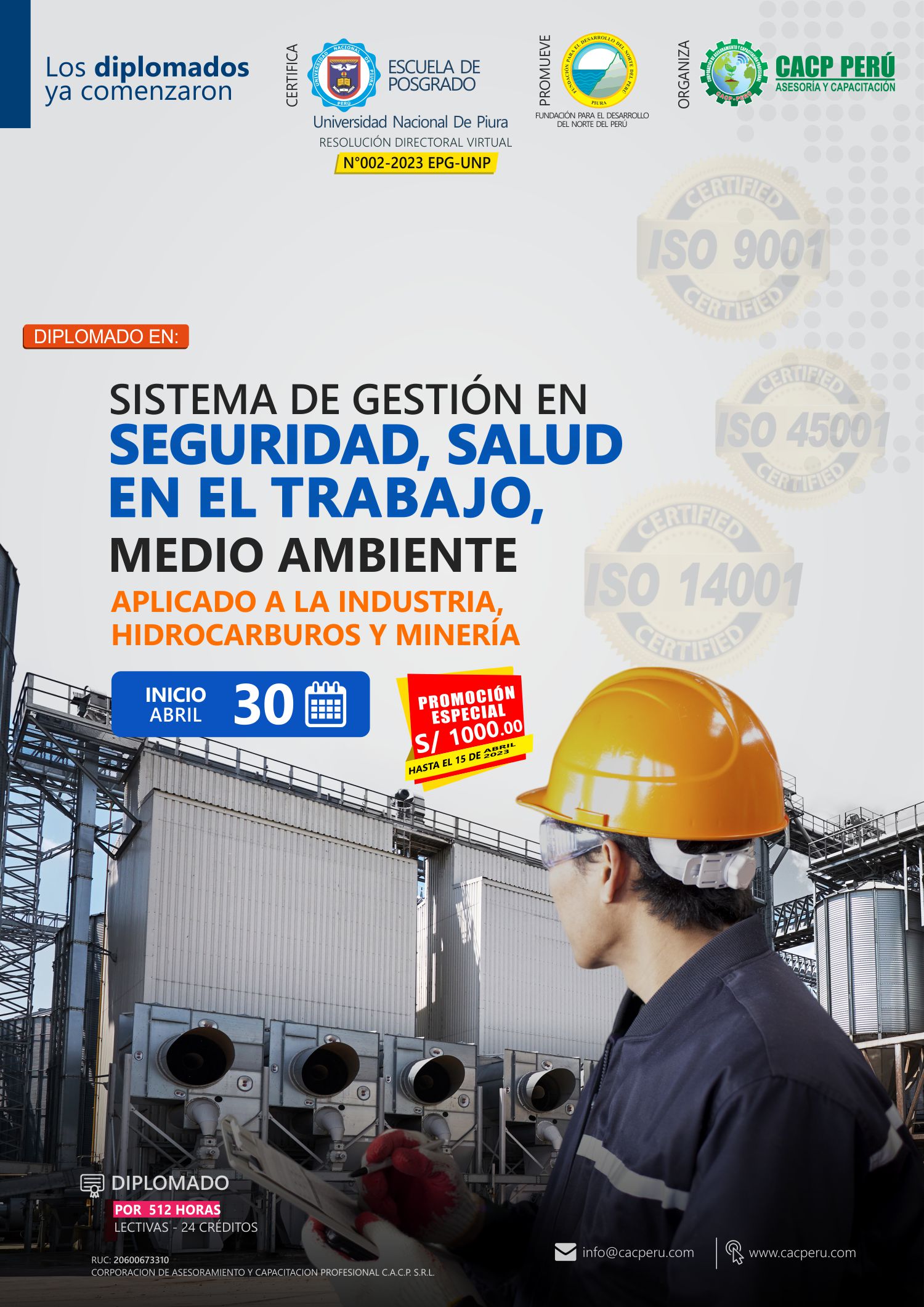 Cacp Perú Diplomado Sistema De Gestión En Seguridad Salud En El Trabajo Medio Ambiente 7819