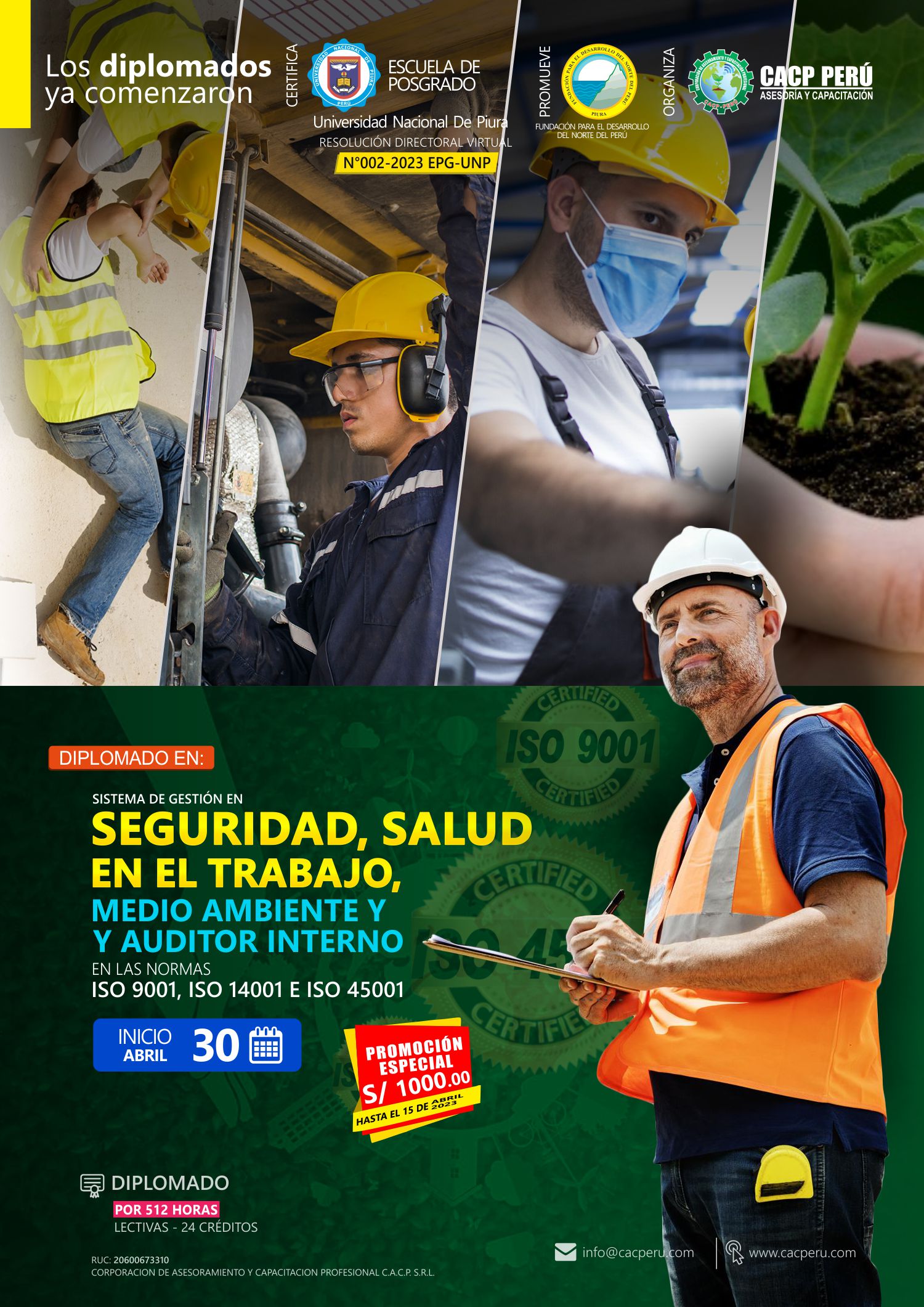 Cacp Perú Diplomado Sistema De Gestión En Seguridad Salud En El Trabajo Medio Ambiente Y 1500