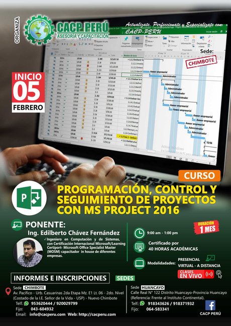 Cacp Peru Curso Programacion Control Y Seguimiento De Proyectos Con Ms Project 16 1 Chimbote