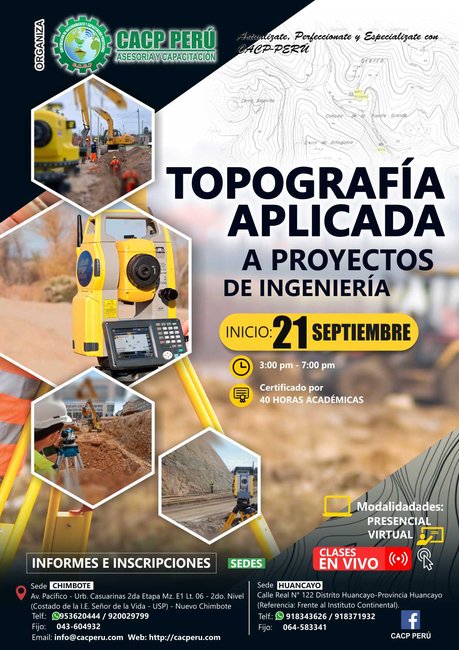 CACP Perú | Curso: Topografía Aplicada A Proyectos De Ingeniería. Chimbote  - 2019 - 2