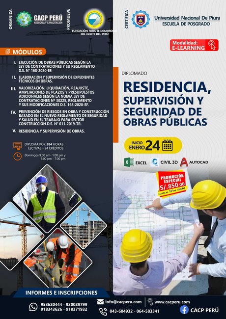 CACP Perú | Diplomado: Residencia, Supervisión Y Seguridad De Obras  Públicas. 2021 - 1